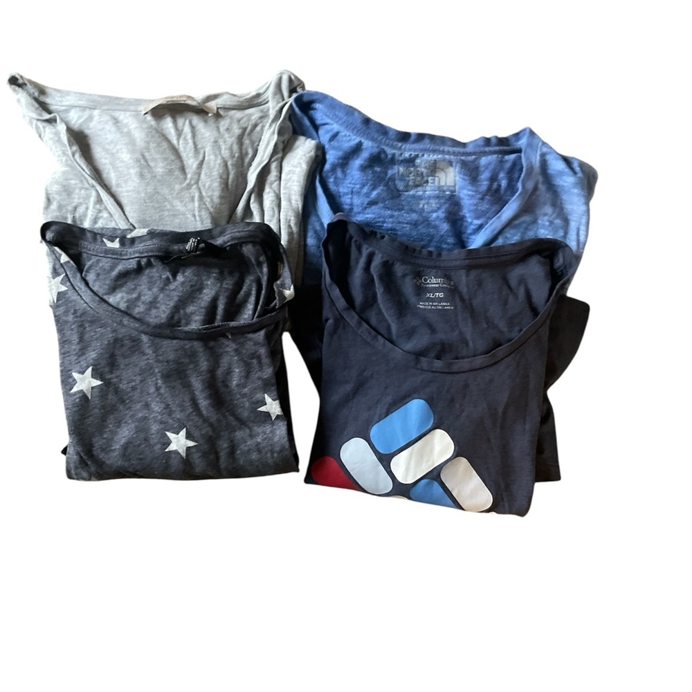 Assorted Ts including Lucky Brand Short Sleeve Tees - Gray and blues